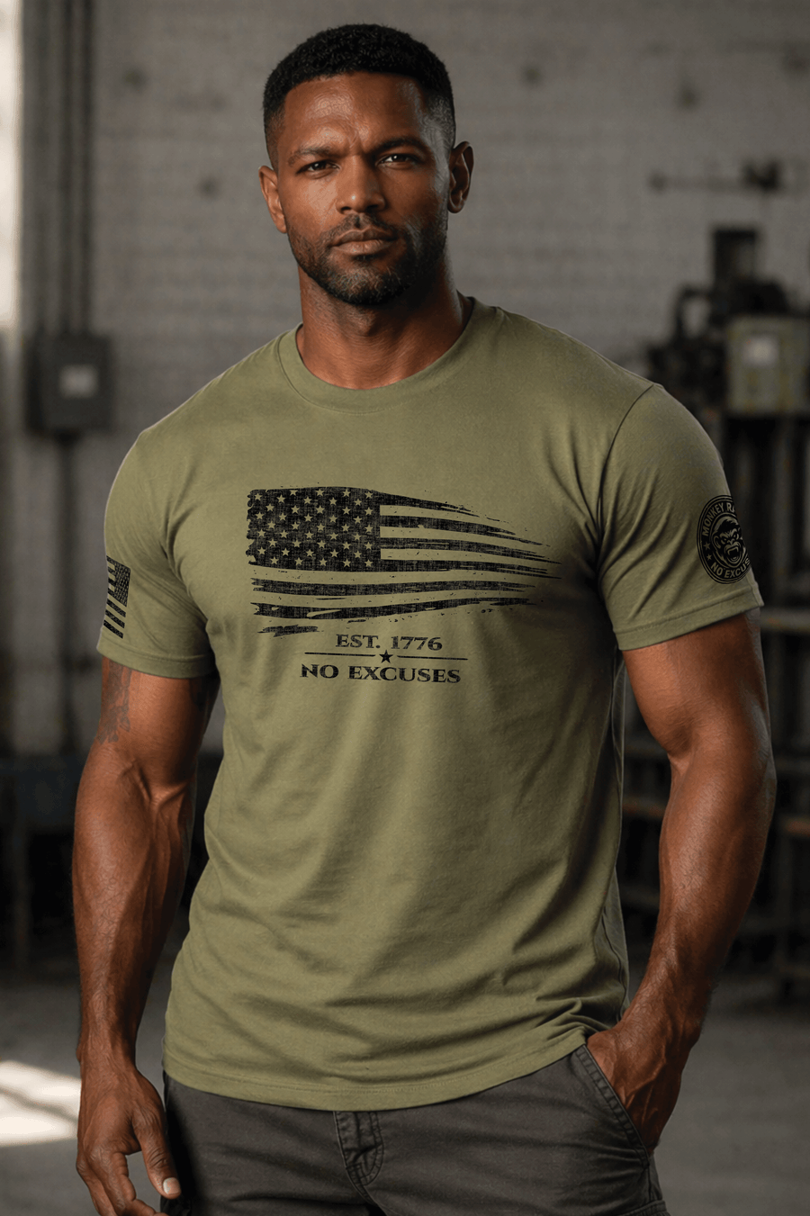 NO EXCUSES – FLAG TEE